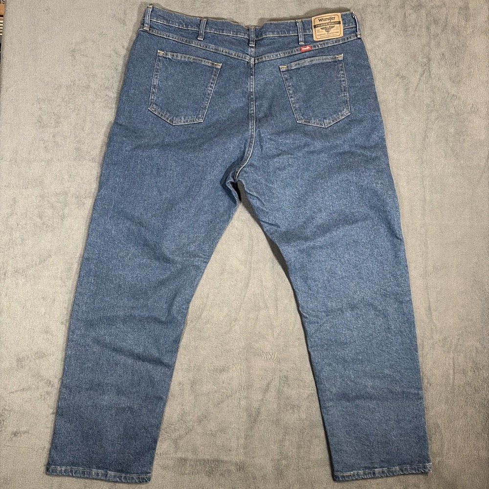 Wrangler Five Star Mens Relaxed Fit 42x30 Dark Wash Denim Blue Jeans NWT - Picture 5 of 8